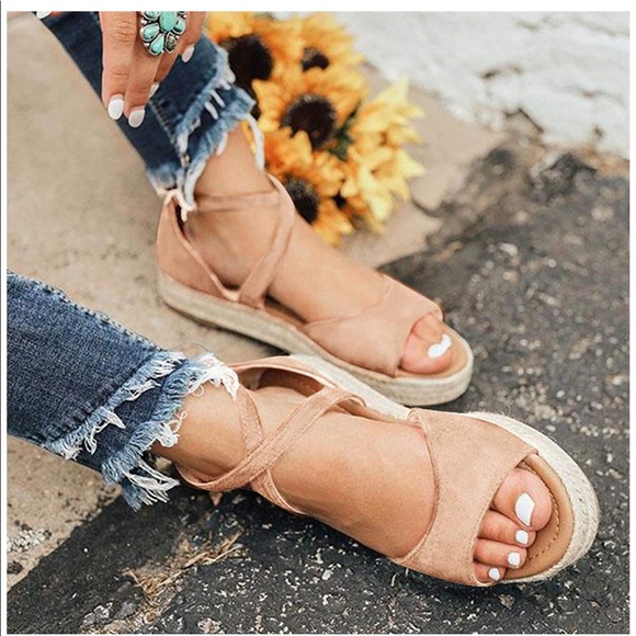 Shoes - NEW WITHOUT BOX Nude platform espadrille sandals